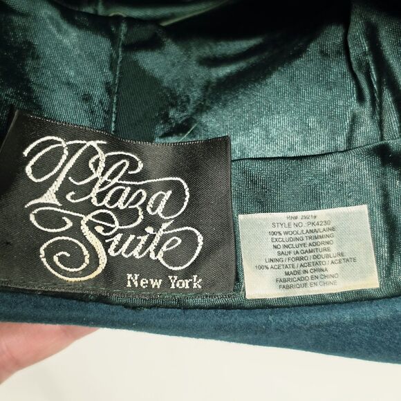 Vintage Plaza Suite NY Teal Wool Formal Hat Feathers Accent Church Evening Derby main image 8
